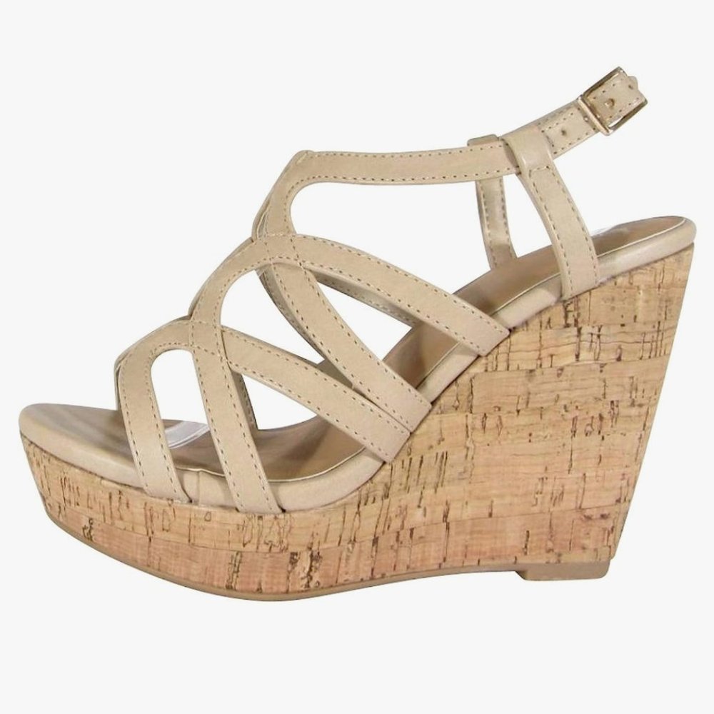 Strappy platform wedges